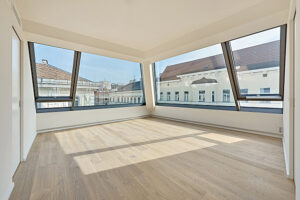 Blick aus einer Dachgeschosswohnung. 