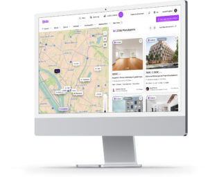 Bildschirm, auf dem ein Immobilienportal aufscheint