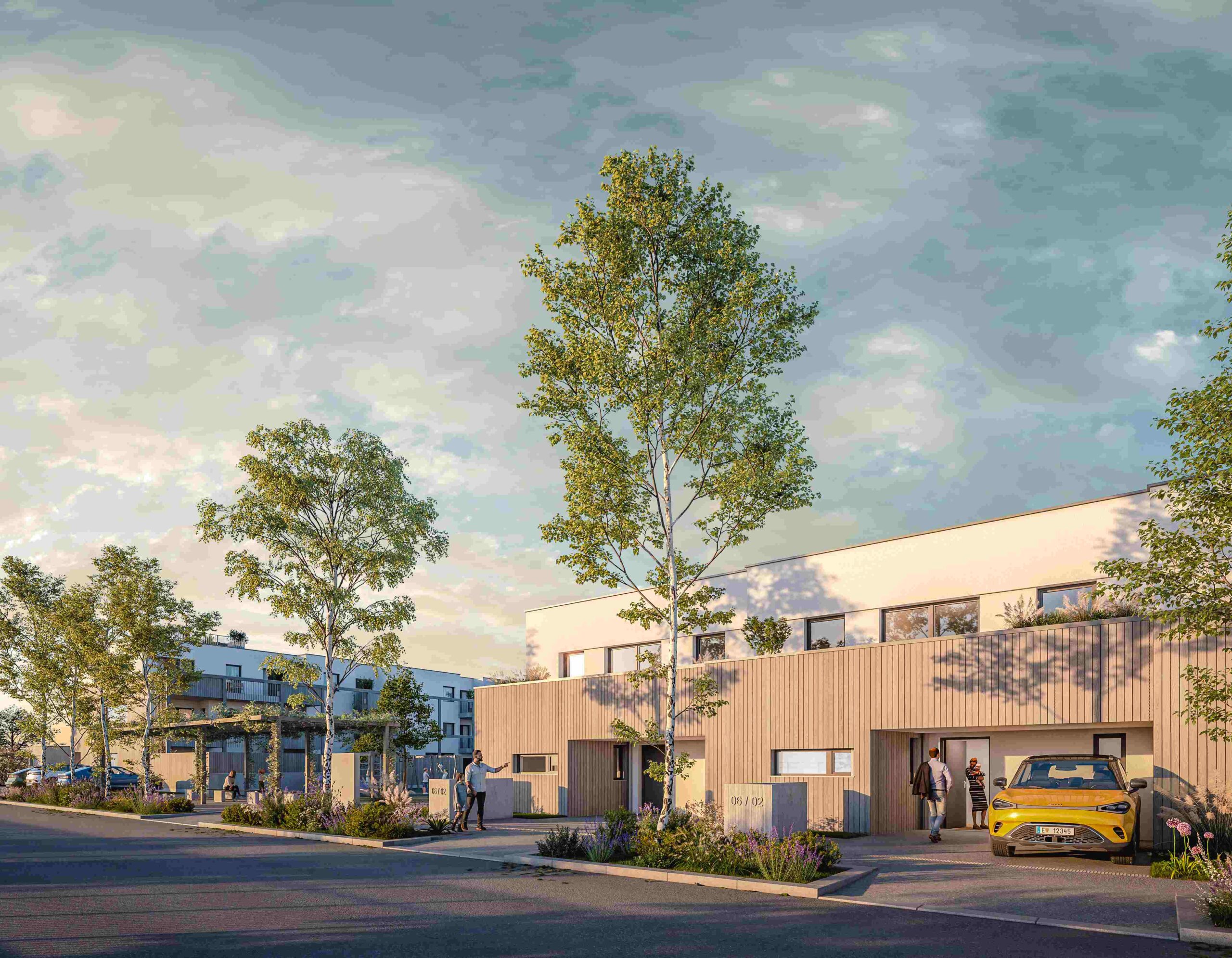 Ein Rendering des Projektes zeigt wie es sich zukünftig am Neusiedlersee lebt. © YamYam