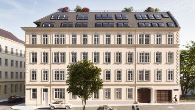 Die Fassade des Rose Nine in einem Rendering.