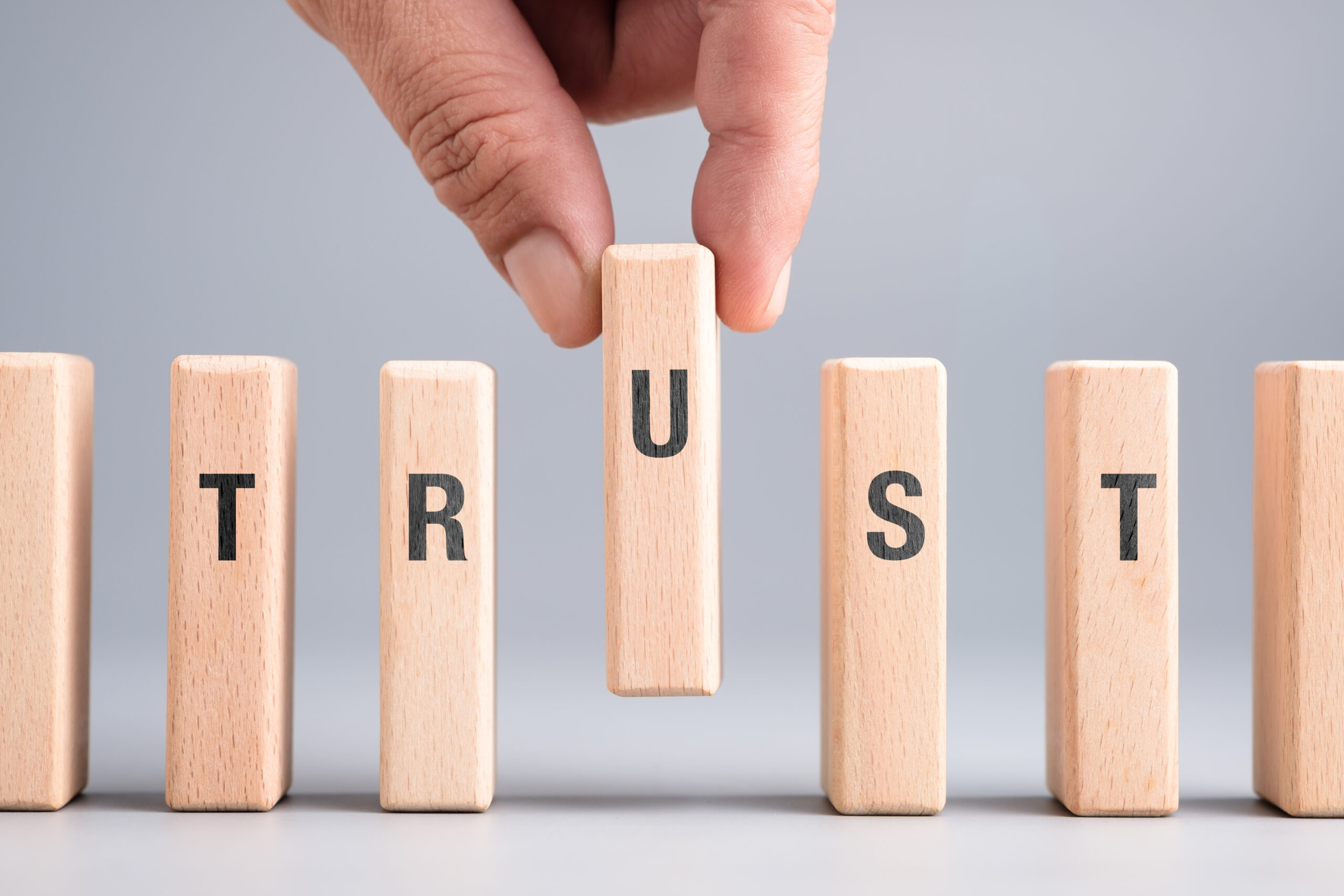 Bauklötze, die das Wort "Trust" bilden